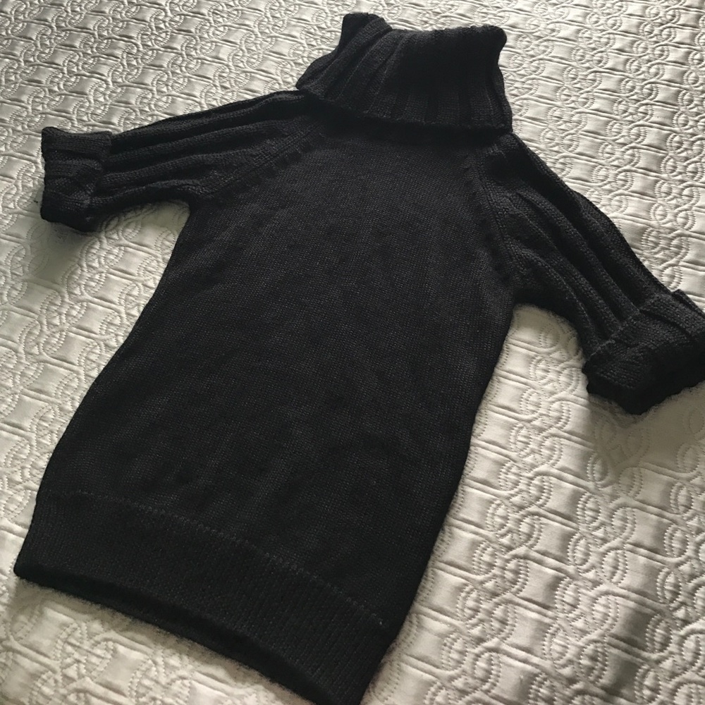 Bebe Black Turtleneck Half sleeve Sweater